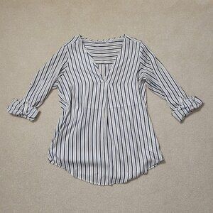 Stradivarius Women's V-Neck Striped Blouse, Size Small